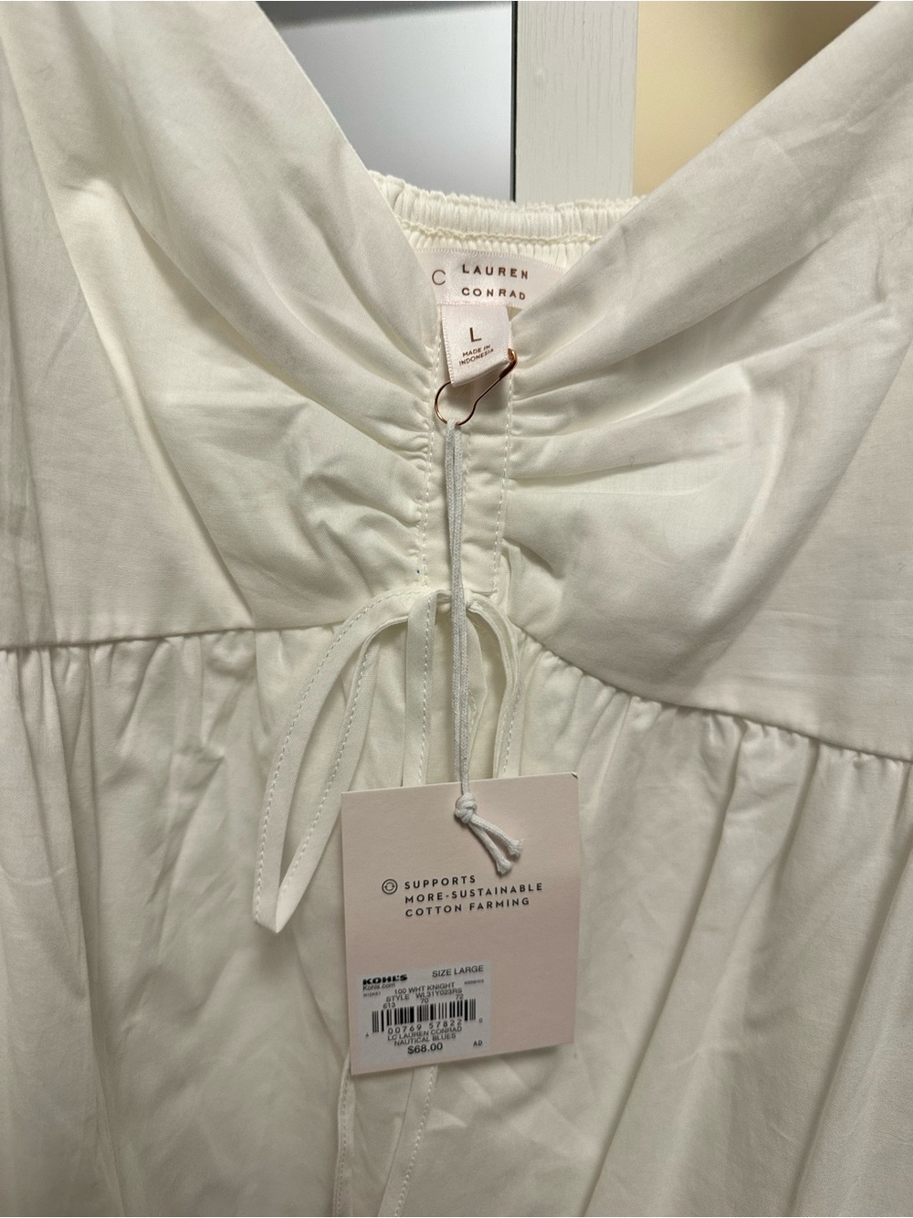 LC Lauren Conrad White Midi Dress with Puff Sleeves - Picture 4 of 6